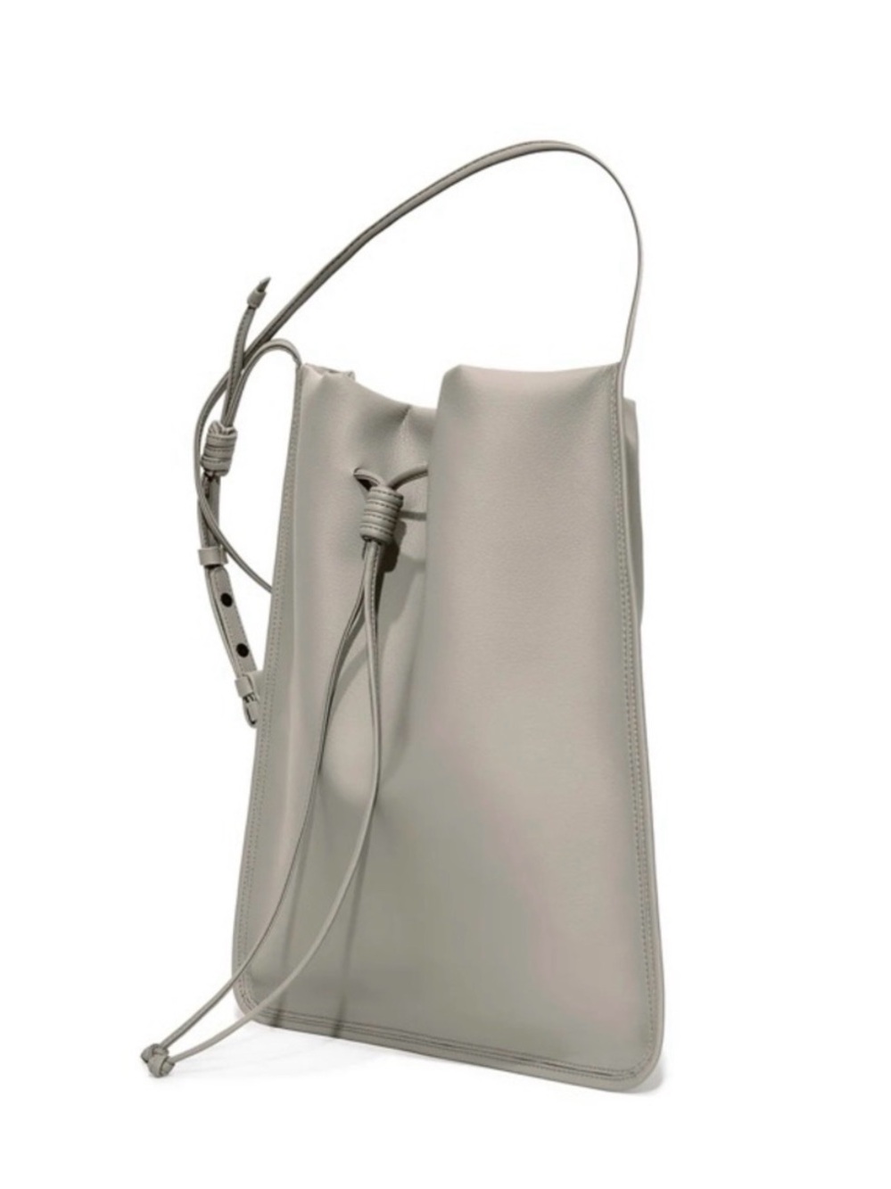 Minimalist Gray Leather Shoulder Bag